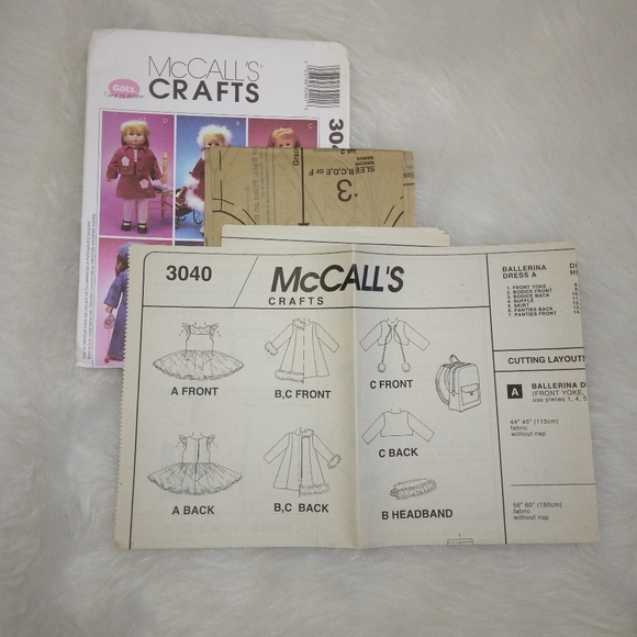 MCCALL'S 3040 wardrobe for American Girl Doll,  Gotz, and other 18 inch … - Picture 3 of 5